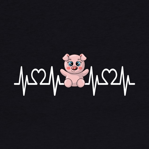 Heartbeat Pig I Kids I Cartoon Piggy by Shirtjaeger